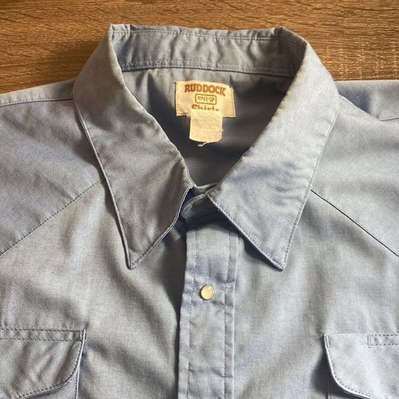 Mens Vintage Western Ruddock Pearl Snap Blue Button Down Size 30(3XL) - Picture 5 of 11